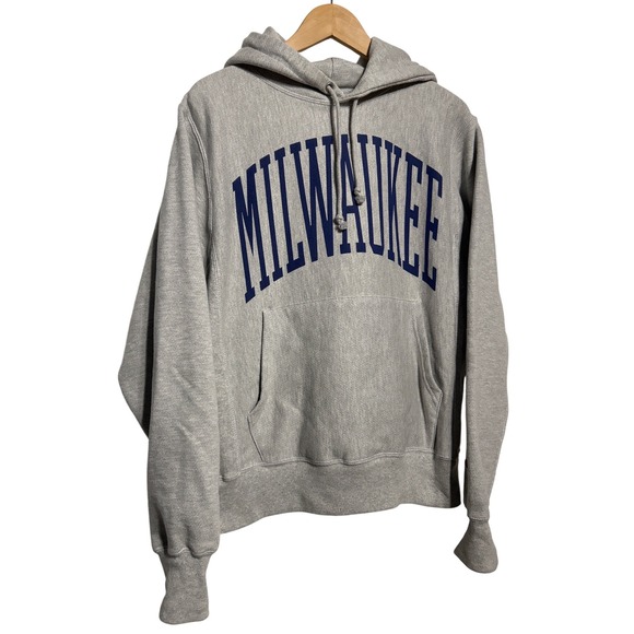 Champion Milwaukee Reverse Weave Hoodie Gray Small Mens Pullover Sweatshirt‎ S